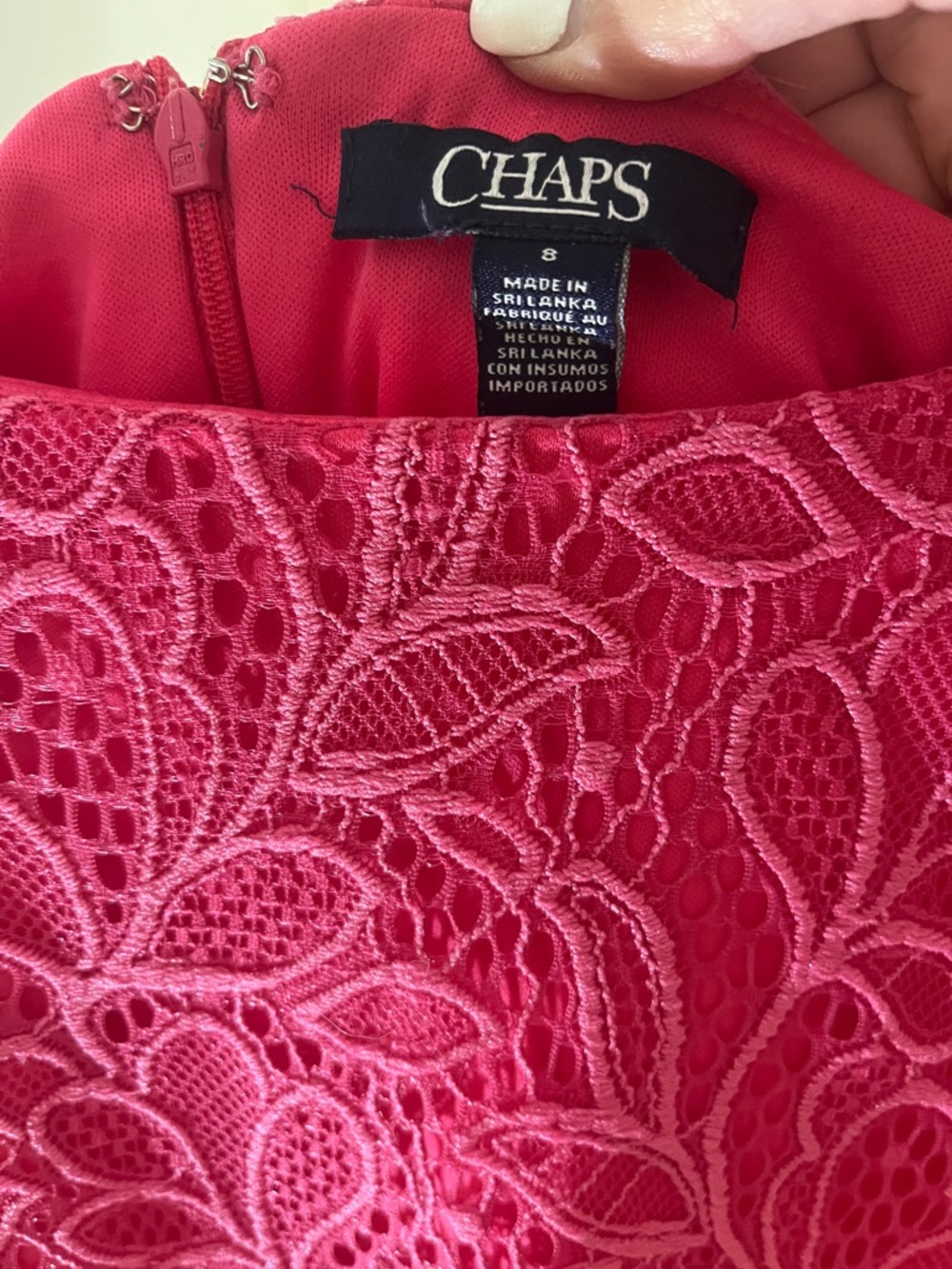 Chaps Fuchsia Lace Dress - Picture 2 of 4